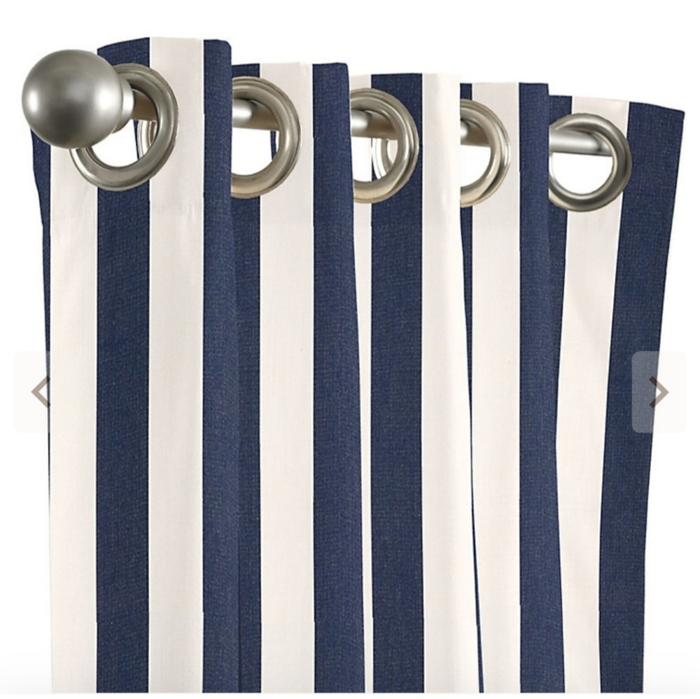 Outdoor Drapes Curtains Grommet Blue and White Stripped. Set Of 3 New With Tags - Picture 10 of 12